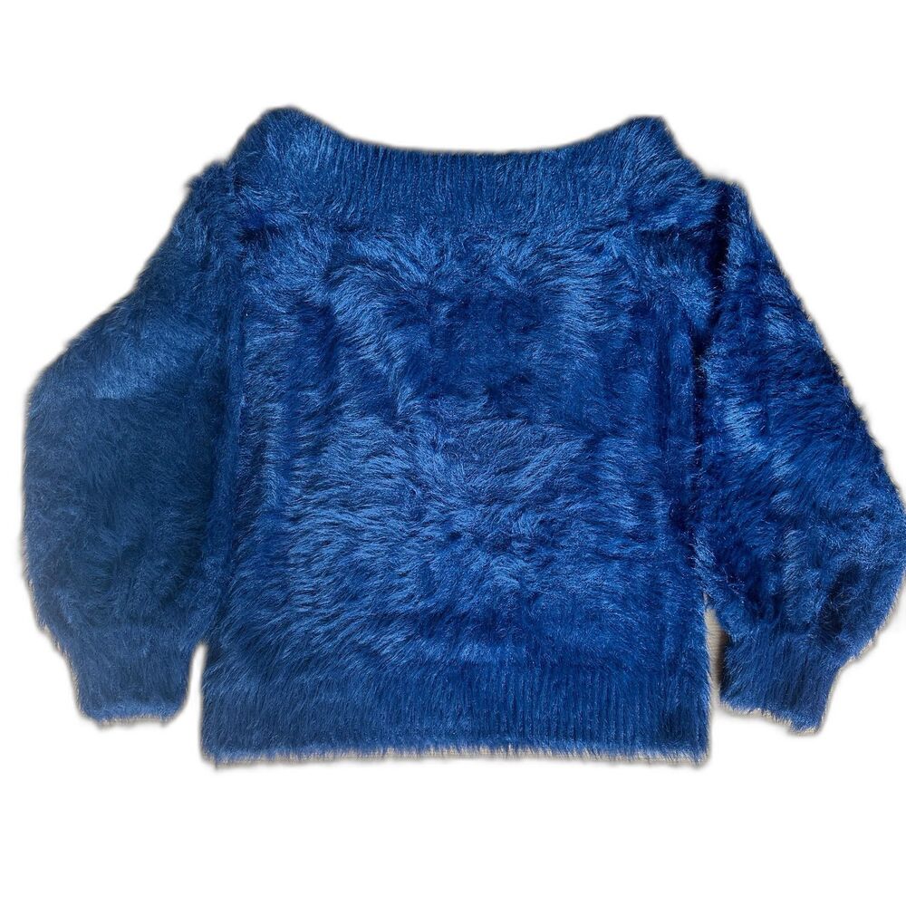 Banana Republic Eyelash Navy Blue Off the shoulder Sweater Size M